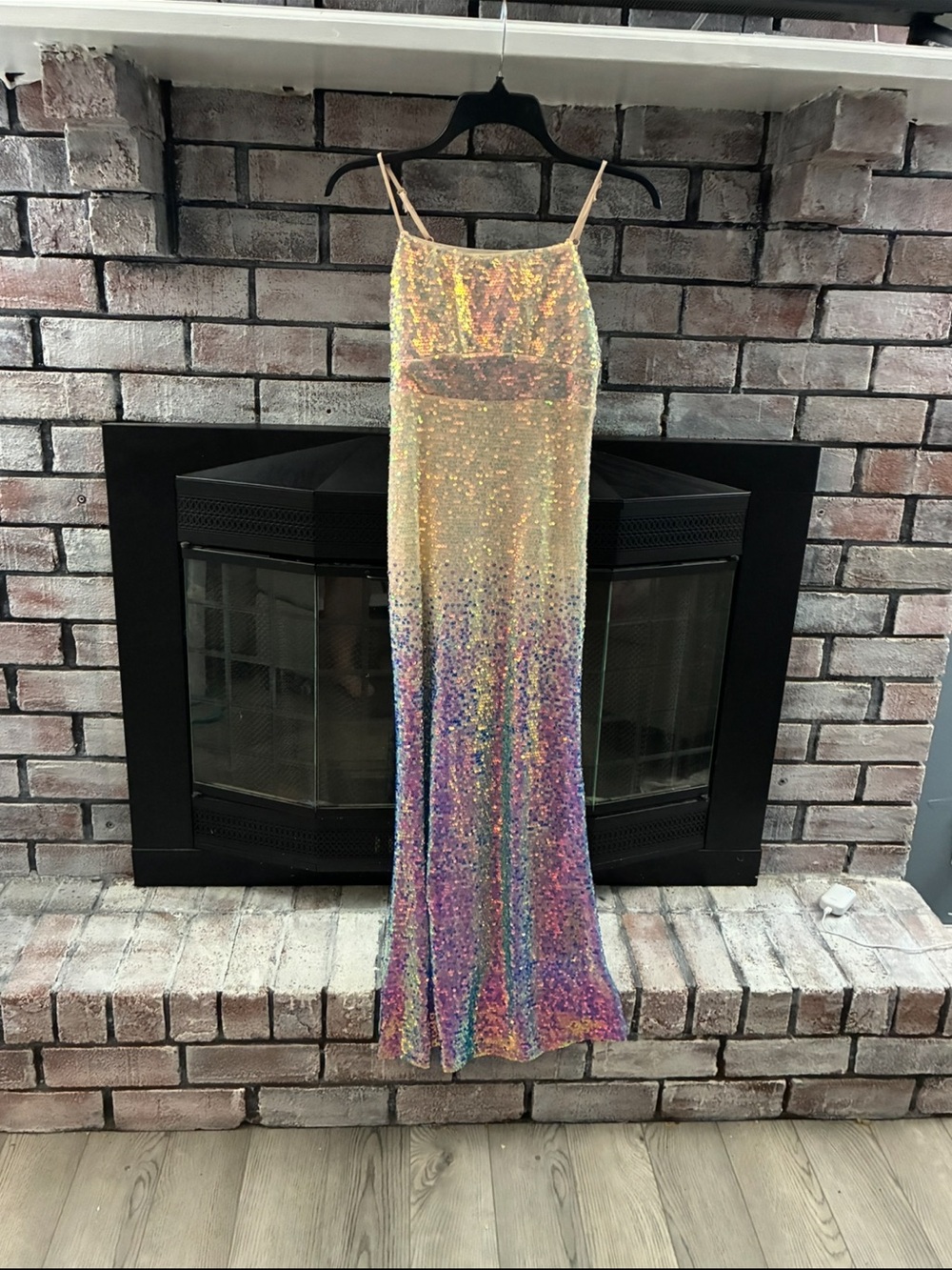 Iridescent Sequin Slip Dress - Pink/Gold Ombre